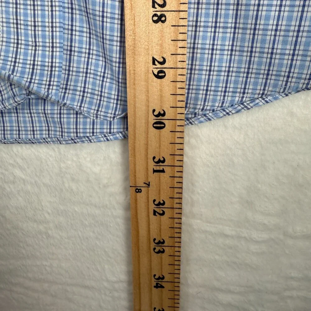 Brooks Brothers Shirt Blue Plaid 346‎ Seersucker Short Sleeve Button Up Med